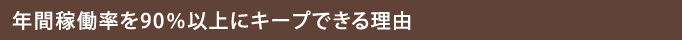 年間稼働率を９０％以上にキープできる理由